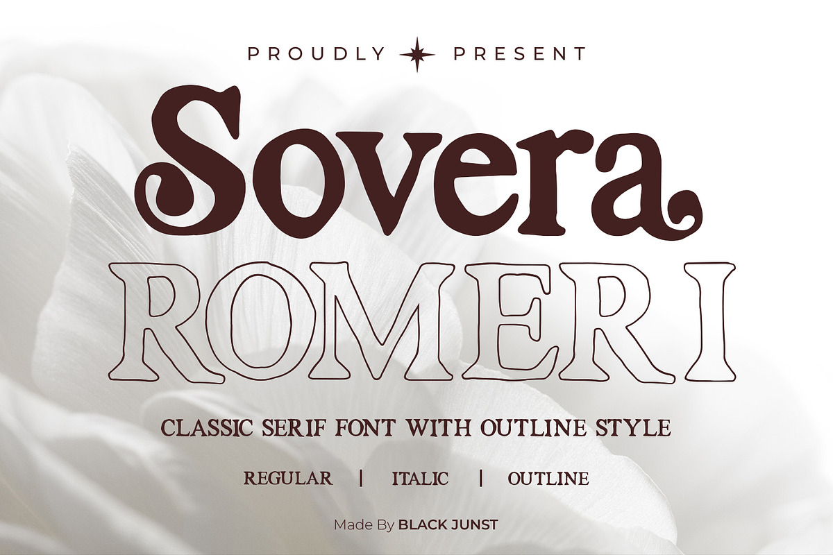 Sovera Romeri - Serif Font Family, a Serif Font by Black Junst (Photo 1 of 10)