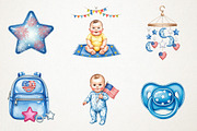 4th of July Blue Baby Nursery Clipar, a Seasonal Illustration by RobertsArt (Thumbnail 4 of 7)