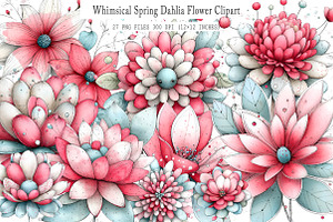 Whimsical Spring Dahlia Flower Clipa, an Illustration by GatewayDesign