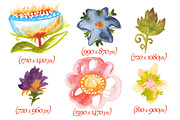 Quirky watercolor flowers, an Object Graphic by SweetRenieDesigns (Thumbnail 2 of 4)