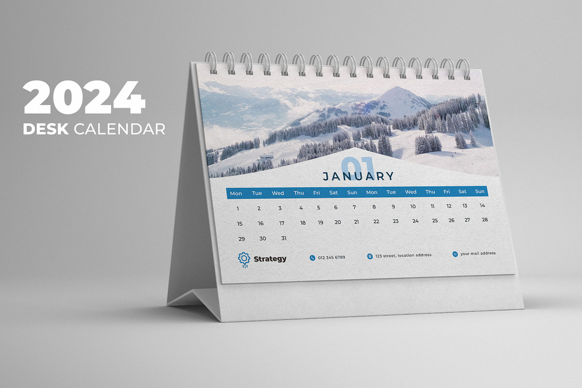 Desk Calendar 2024, a Print Template by Uiparvin (Photo 1 of 2)