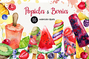 Watercolor popsicle&berries clipart, a Food Illustration by TanyaOak (Thumbnail 1 of 3)