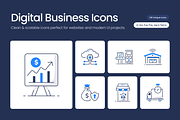 120 Digital Business Line Icons, an Outline Icon by Vectors Market (Thumbnail 1 of 10)