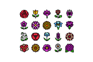Colorful flower icon set abstract, an Object Illustration by pikepicture