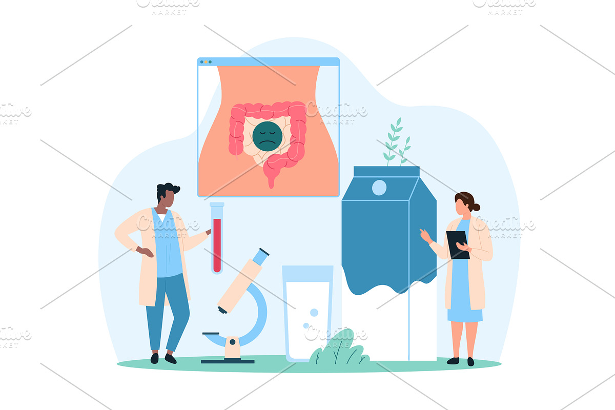 Lactose intolerance food allergy, an Object Illustration by Flashvector
