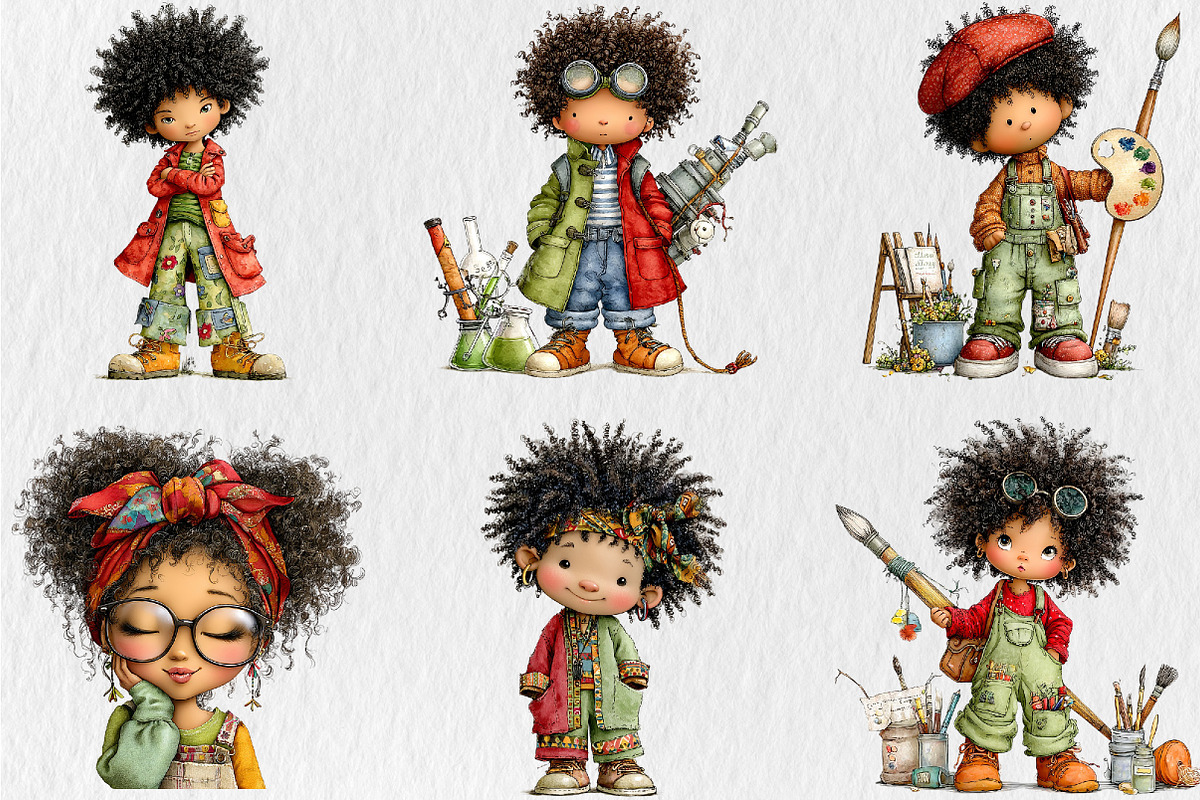 Whimsical Black History Kids Clipart, a Seasonal Illustration by Rose Art (Photo 3 of 6)
