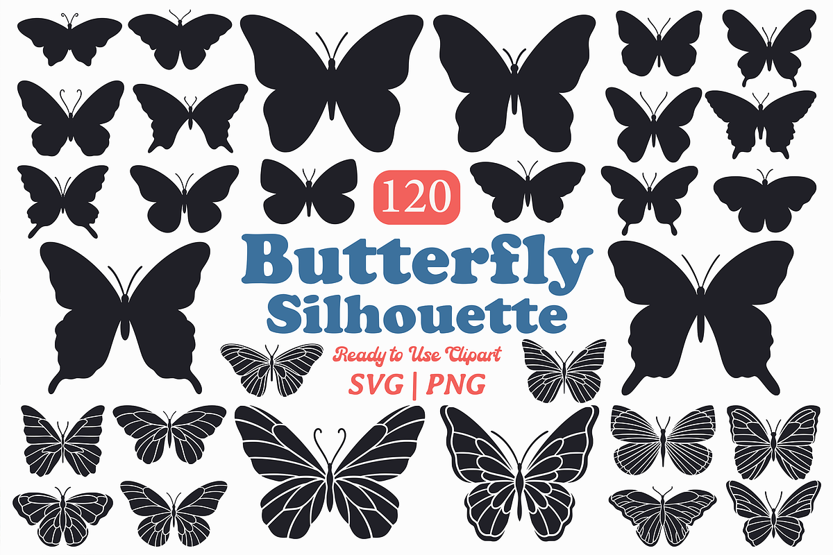 Butterfly Silhouette Vector Bundle, an Animal Illustration by Kusumaillustration (Photo 1 of 13)