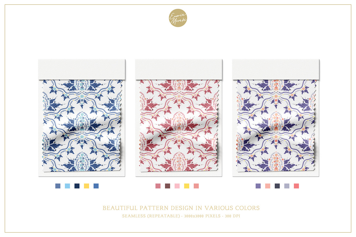 Vintage Floral Pattern 3 Royal Blue, a Pattern Graphic by Euonia Meraki (Photo 5 of 18)