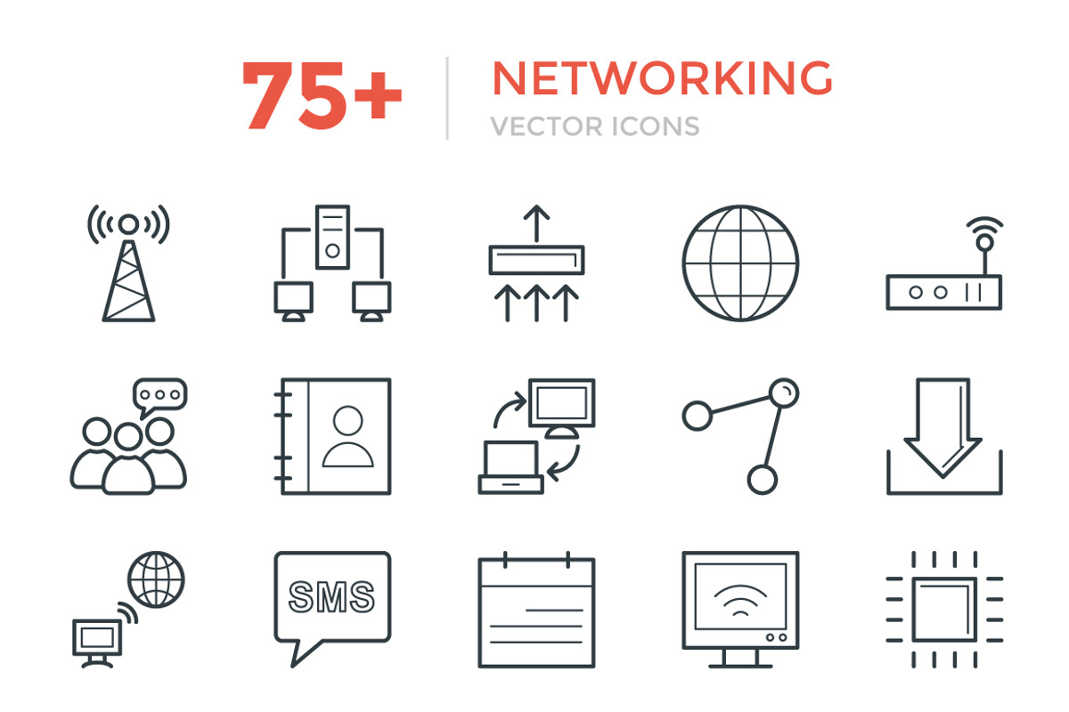 75+ Networking Vector Icons, an Outline Icon by Vectors Market (Photo 1 of 2)