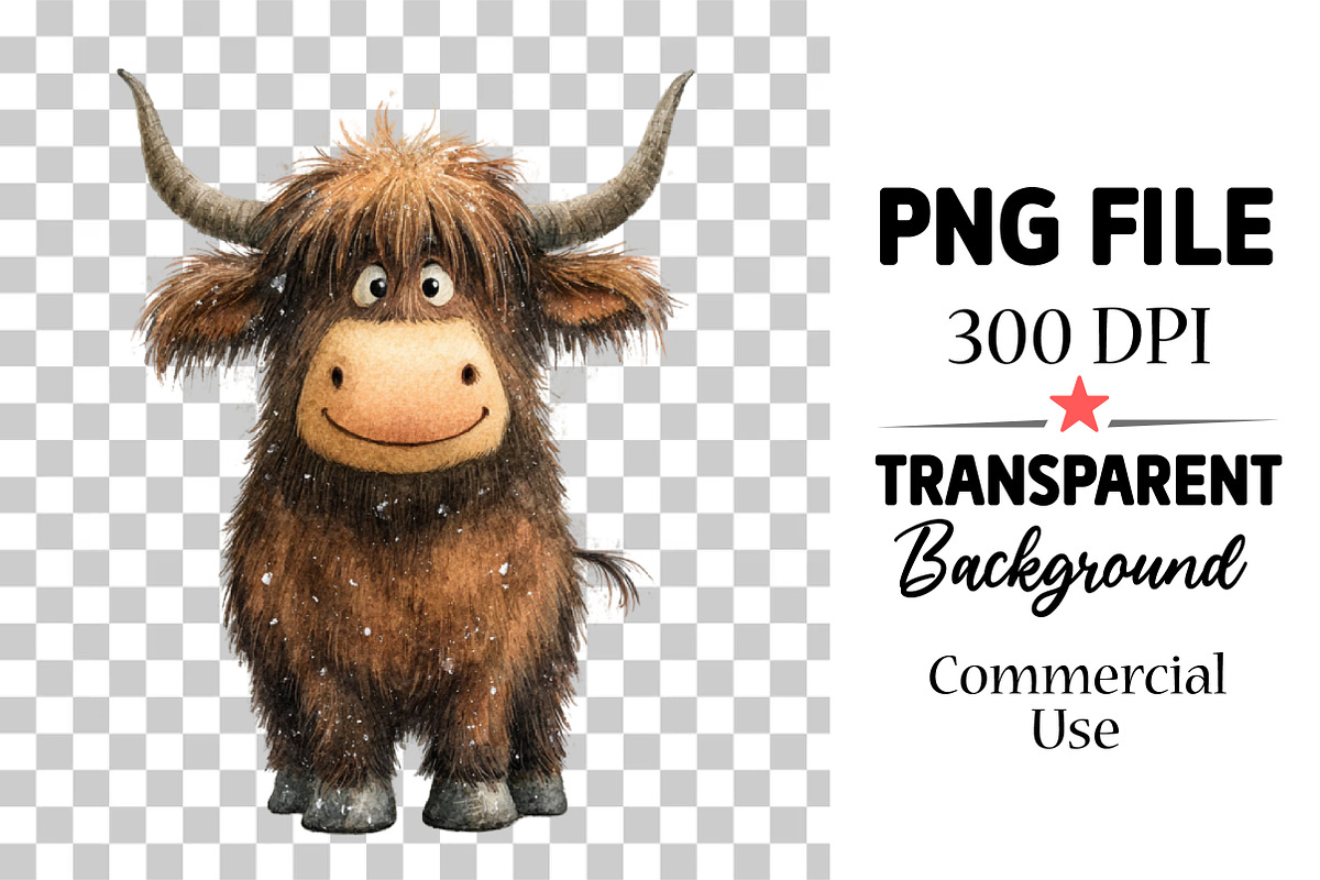 Highland Cow Christmas Clipart, an Illustration by Watercolor design (Photo 4 of 6)
