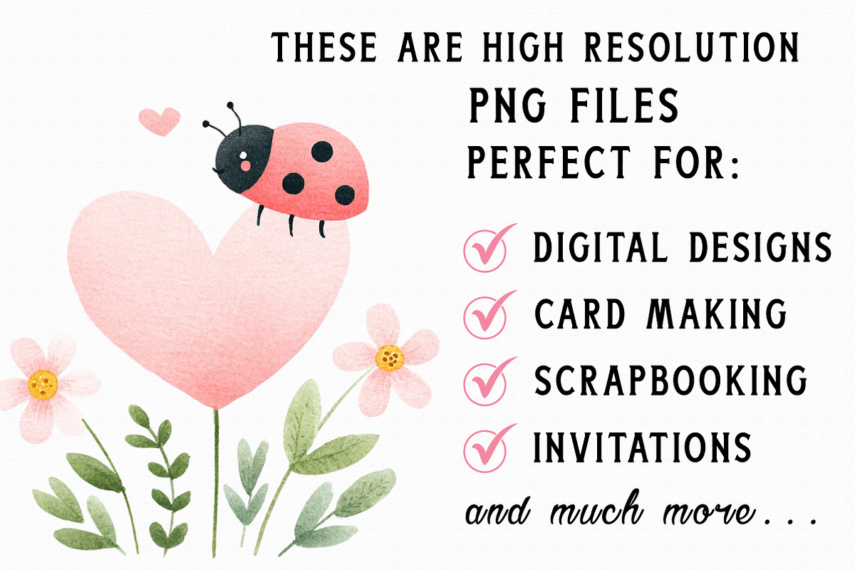 Cute Ladybug Valentine Clipart, an Illustration by Libby Wishes (Photo 6 of 6)