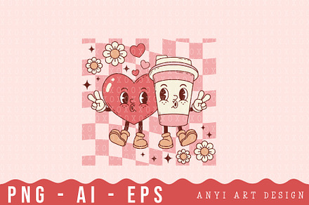 Retro Coffee Character Valentines