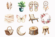 Watercolor Boho Summer Clipart, an Illustration by Design Market (Thumbnail 4 of 5)