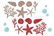 Seashells Clipart in Red & Robin Egg, an Illustration by Amanda Ilkov (Thumbnail 5 of 5)