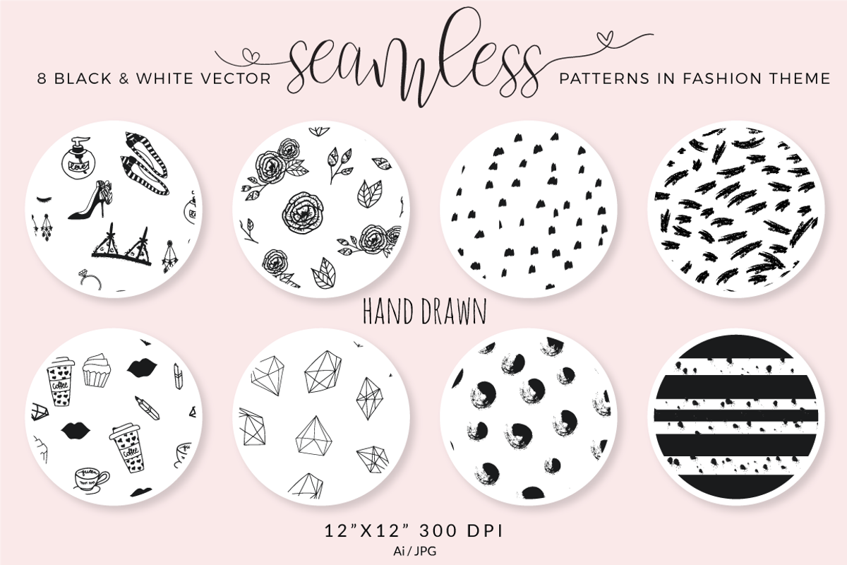 Seamless vector patterns - pack of 8, a Pattern Graphic by Inky Jar Design Studio (Photo 2 of 3)