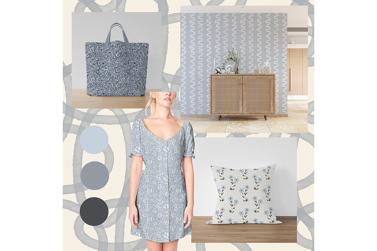 Modern Blues Pattern Collection, a Pattern Graphic by Mieken Petra Designs (Photo 3 of 4)