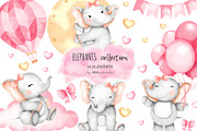 Cute Baby Elephant Clipart, an Illustration by ABAwatercolor (Thumbnail 1 of 4)