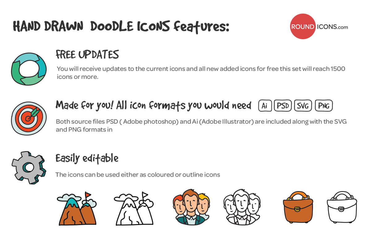 1000 Hand Drawn Doodle Icons preview 2