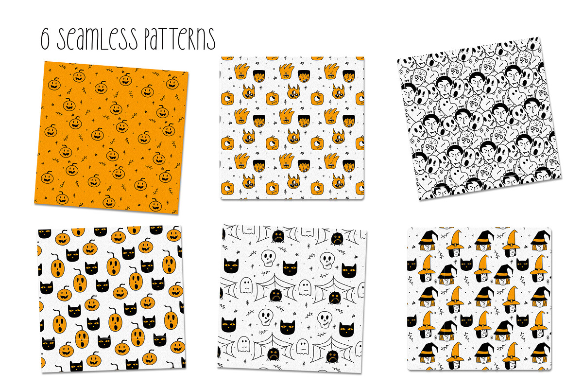 Spooky season / Halloween faces set, an Illustration by brialinas (Photo 5 of 13)