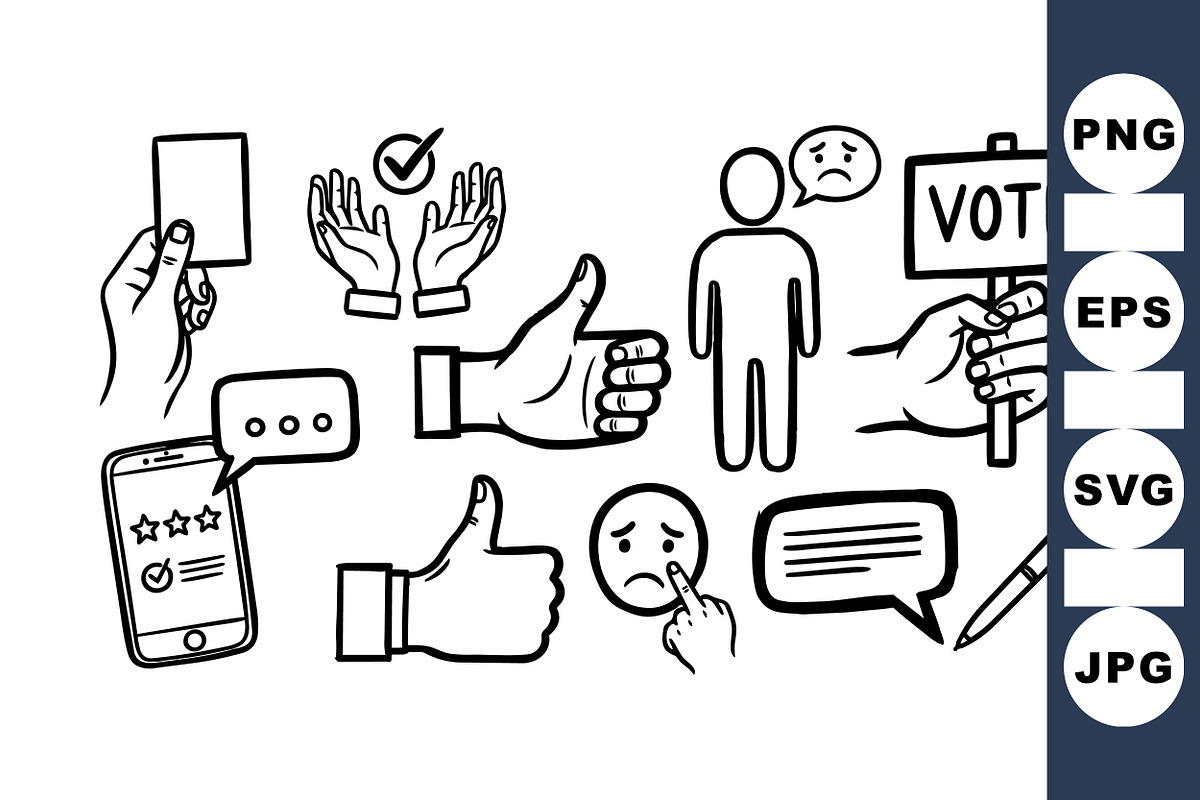 Hand Drawn Voting Icon Set, an Illustration by designvectx (Photo 1 of 3)