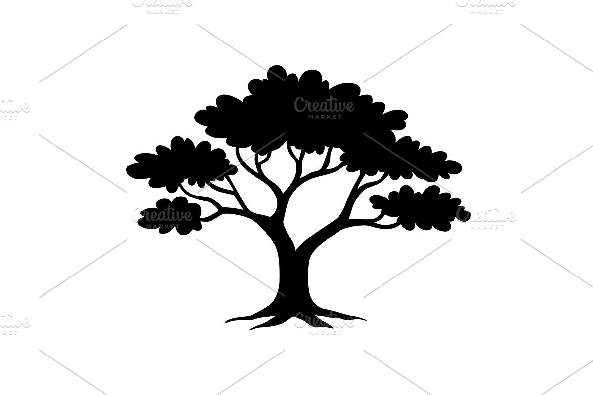 Oak silhouette towering over, an Illustration by Things for designers