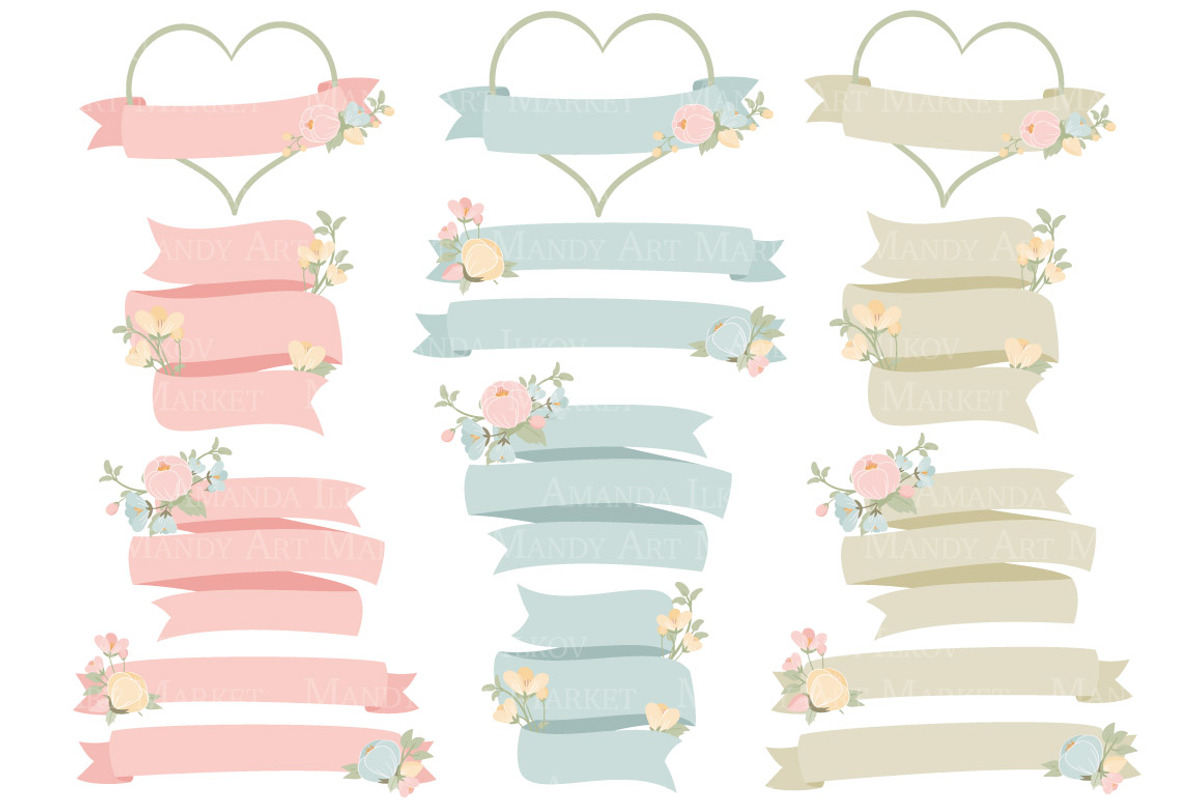 Pastel Floral Heart Wreath Vectors, an Illustration by Amanda Ilkov (Photo 4 of 5)