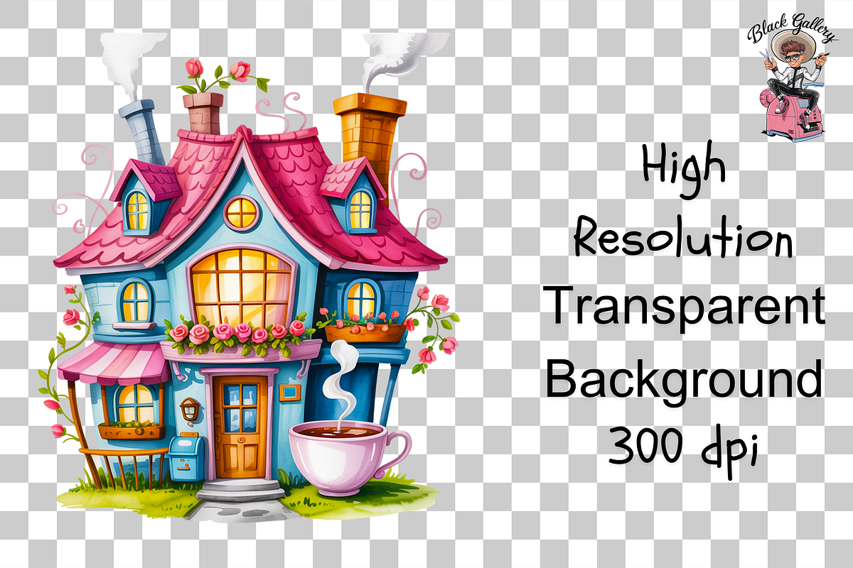 Teapot House PNG Clipart Bundle, a Graphic by Clipart Studio (Photo 11 of 11)
