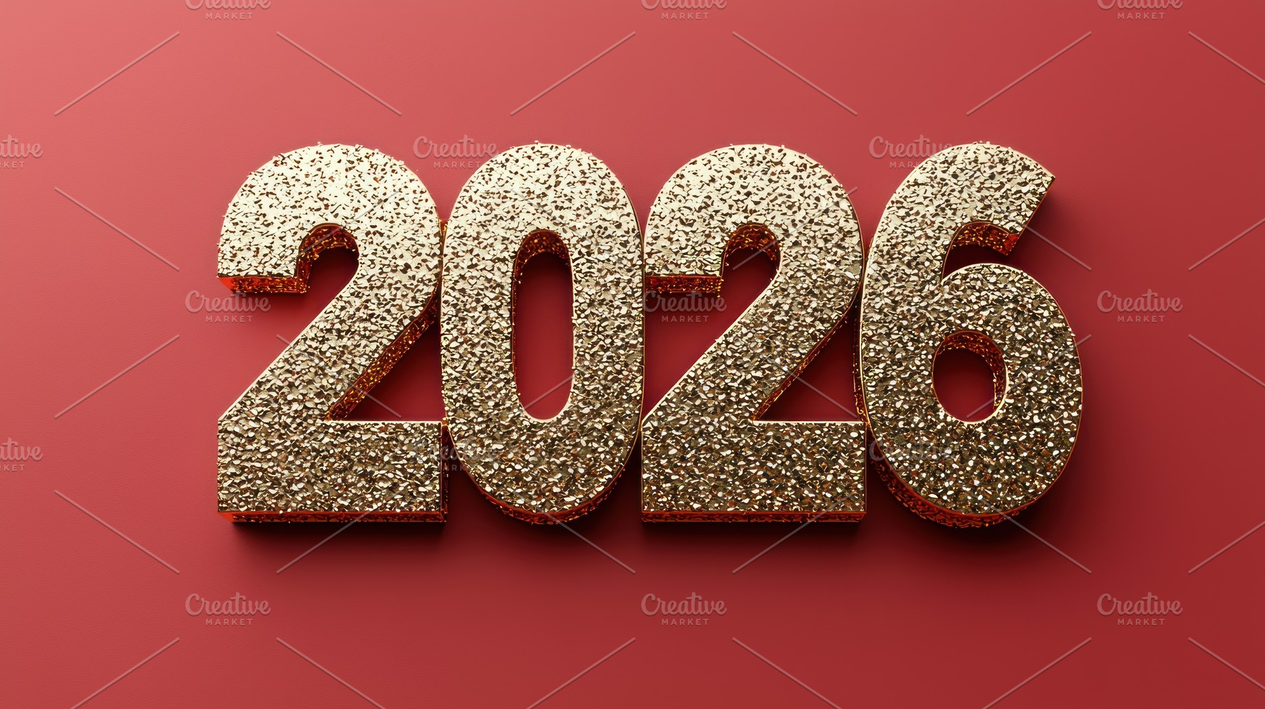 Golden glittery 2026 number on red background symbolizing New Ye, a Background Photo by José Manuel Gelpi