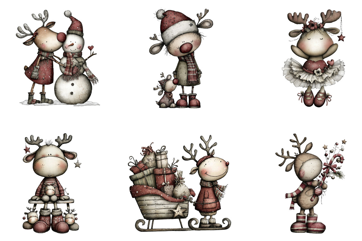 Funny Christmas Reindeer Clipart, an Illustration by designcity5 (Photo 2 of 5)