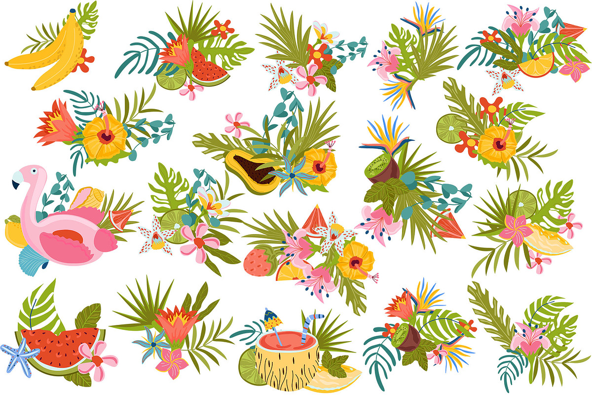 Summer time, Tropical clipart, a Decorative Illustration by Usis (Photo 4 of 13)