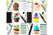 Cakes set, an Illustration by Maria Shishcova (Thumbnail 10 of 10)