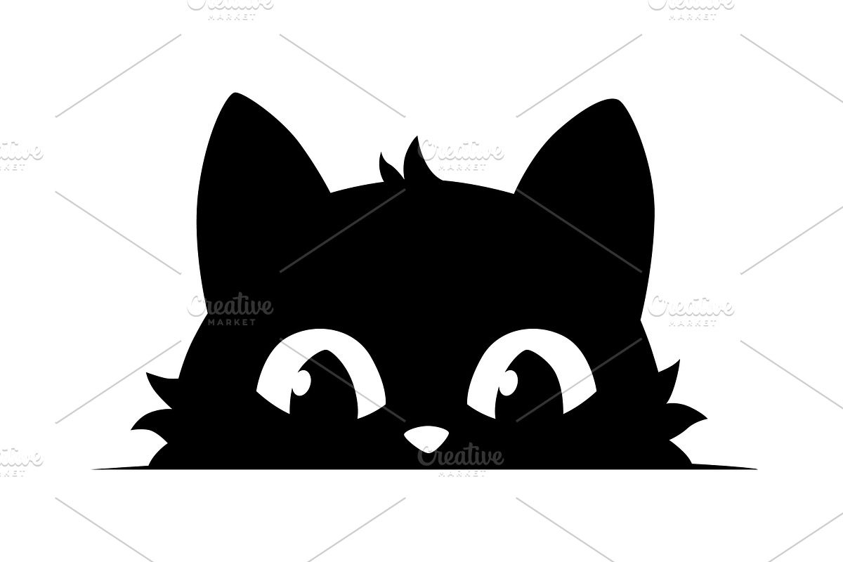 Black cat peeking out window, an Animal Illustration by Things for designers