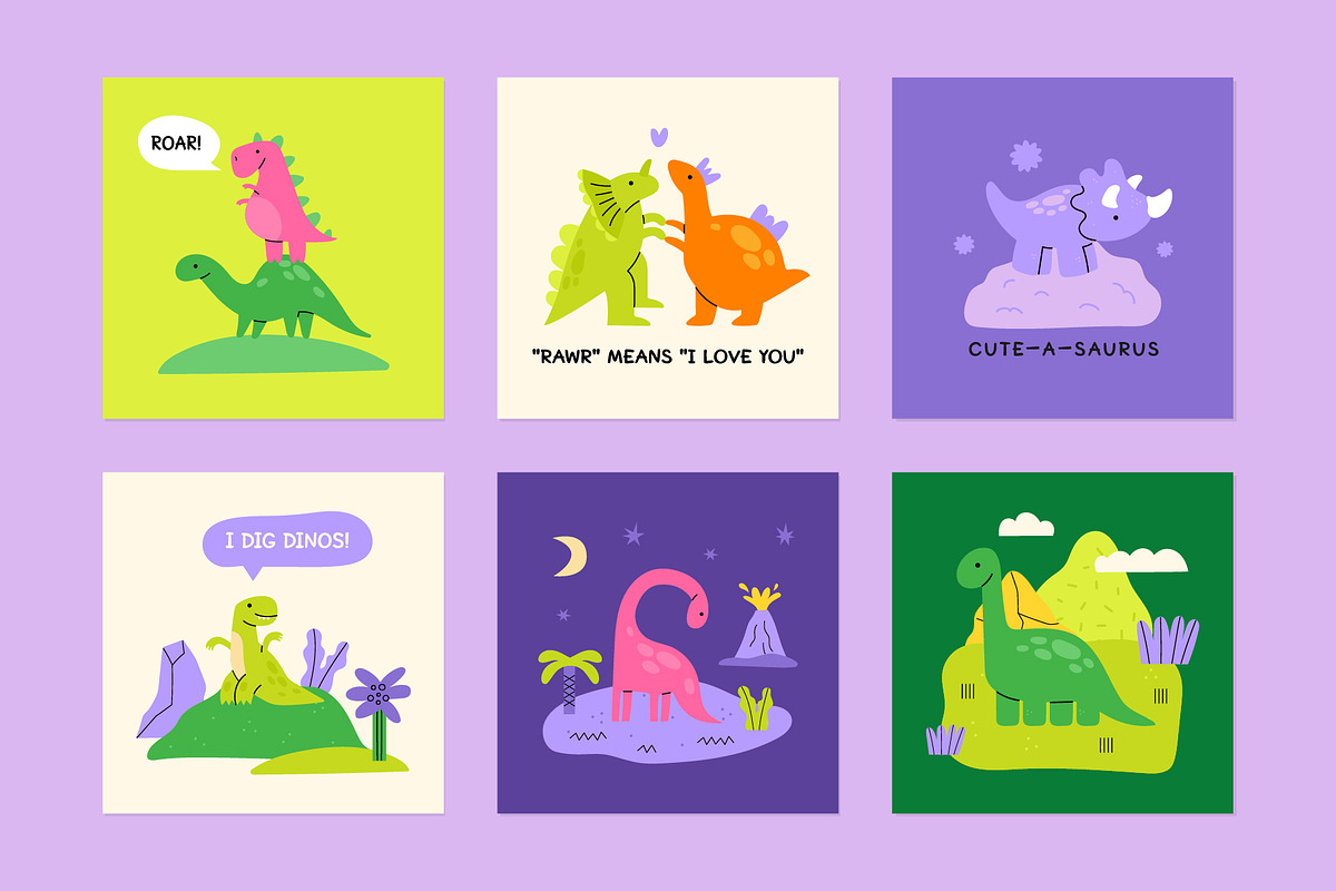 Dinosaur World | Graphic collection, an Illustration by katieromanoff_art (Photo 3 of 13)