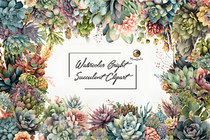 Watercolor Bright Succulent Clipart