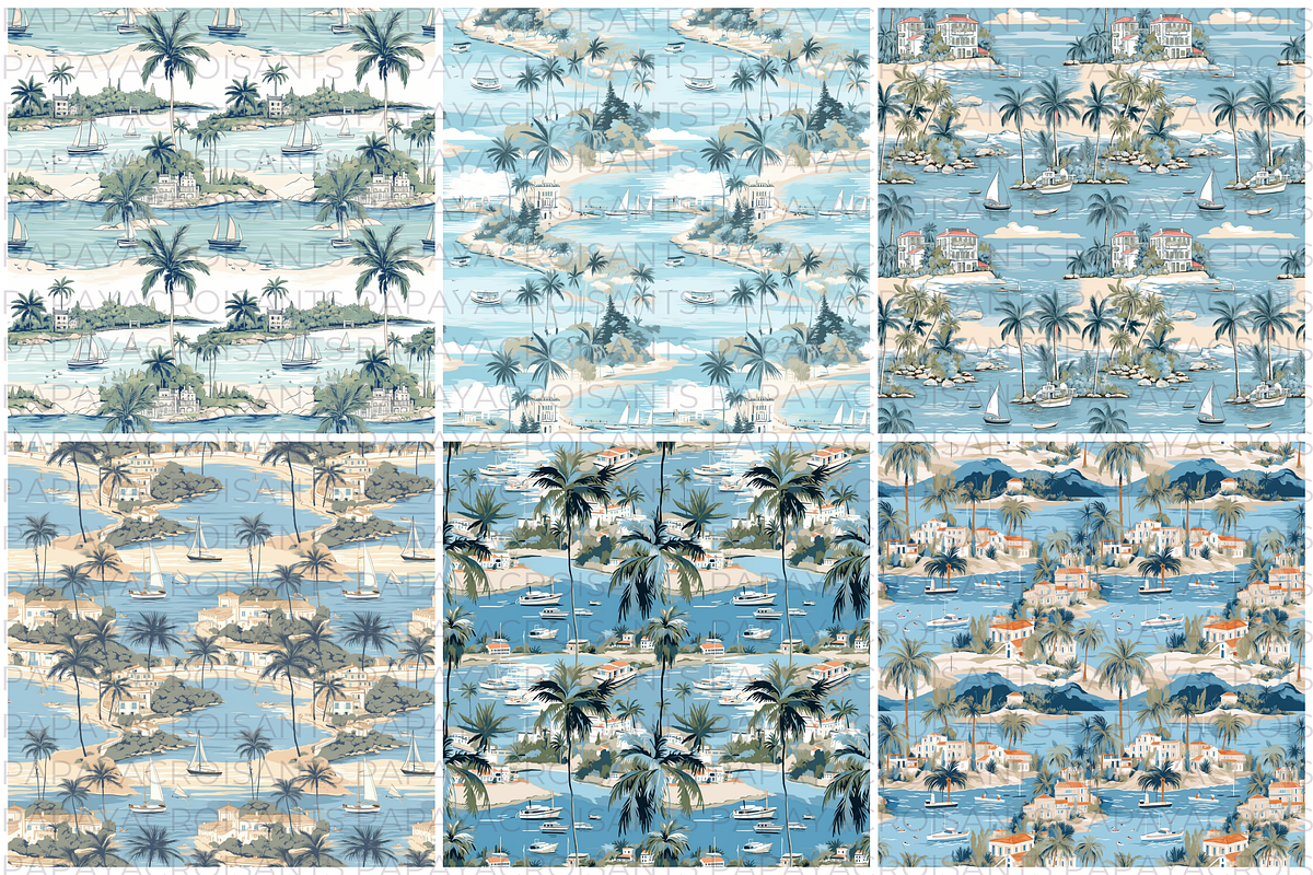 Palm Beach Toile Seamless Pattern, a Pattern Graphic by STUDIO CHOTI (Photo 4 of 9)