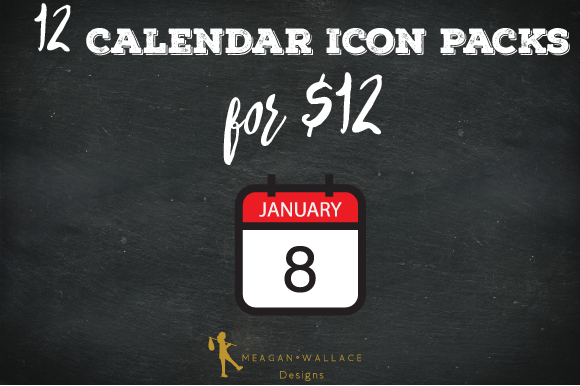 12 Calendar Icon Packs Bundle 12