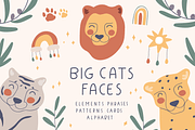 Big cats faces, an Animal Illustration by cutelevindesign (Thumbnail 1 of 10)