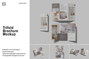 Trifold Brochure Mockup, a Print Template by Graphiculon
