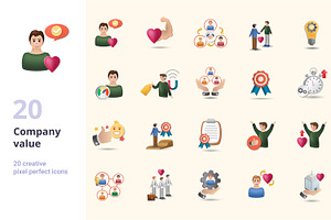 Company Value 3D Icons Set Bundle, an Object Graphic by Aimagenarium@gmail.com