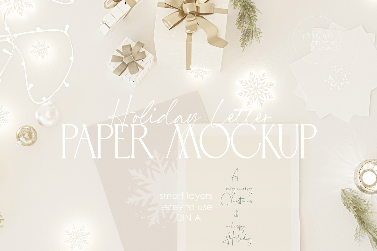 HOLIDAY LETTER | Paper Poster Mockup, a Household Mockup by yuliyuri.studio (Photo 1 of 8)