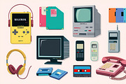 24 PNG 90s Retro Tech Icons Pack, a Background Graphic by adenpinkstore (Thumbnail 5 of 6)