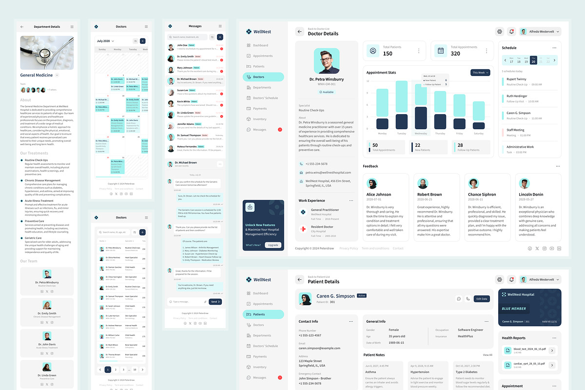 Hospital Management Dashboard, an UI Kit Template by peterdraw (Photo 7 of 7)