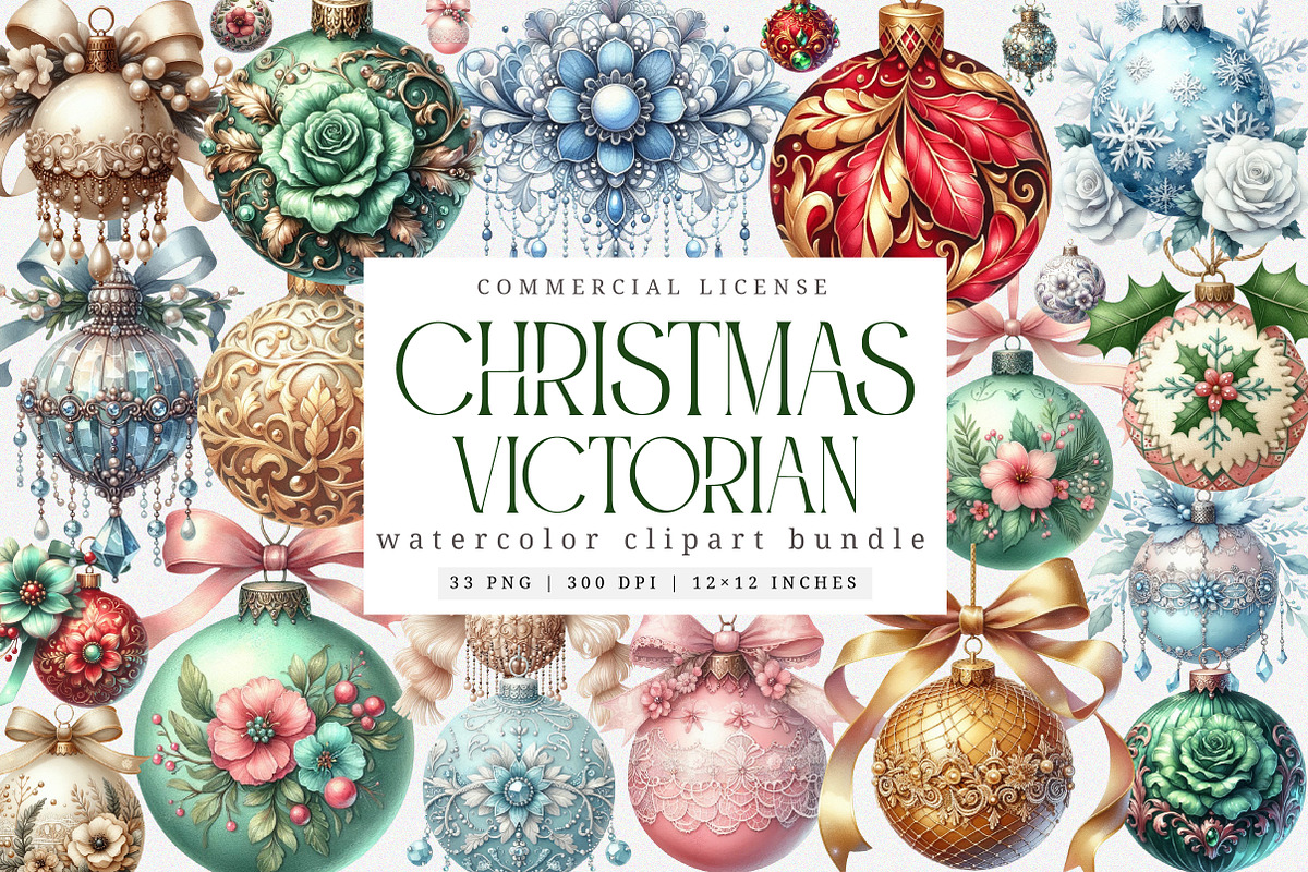 Victorian Christmas balls clipart, an Illustration by SinaCreation (Photo 1 of 7)