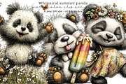 Whimsical summer panda clipart, an Illustration by SinaCreation (Thumbnail 1 of 7)