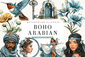 Watercolor Boho Arabian Clipart, a Person Illustration by BusyDaydesign