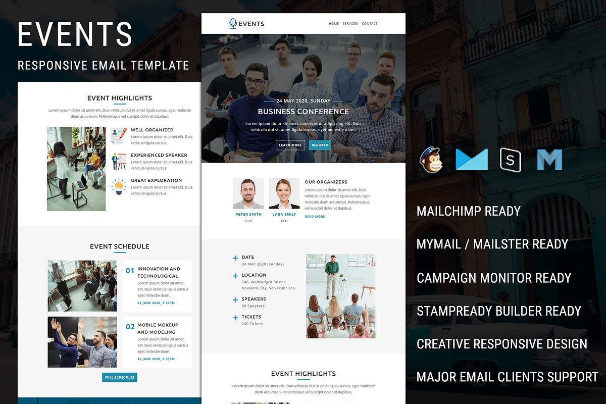 Events - Responsive Email Template, an Email Template by Pennyblack Templates