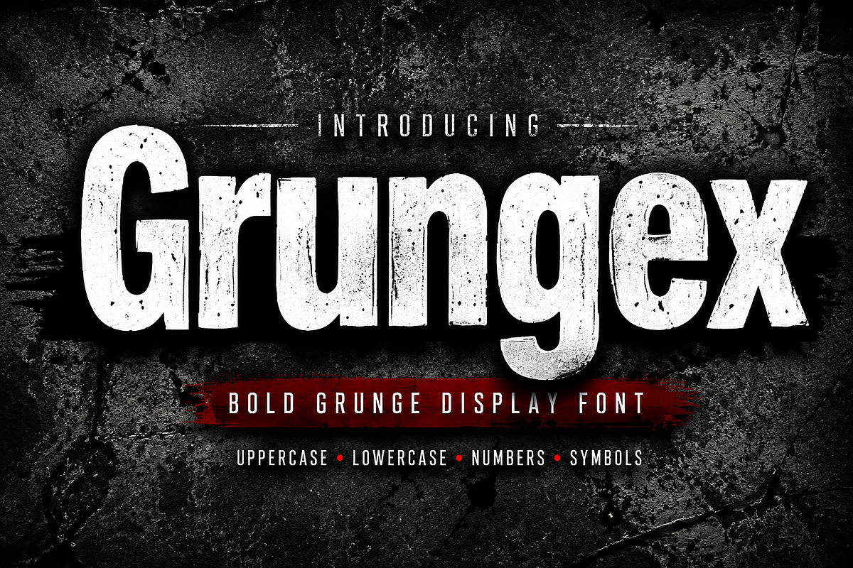 Grungex - Bold Grunge Display Font, a Script Font by Wow Magic (Photo 1 of 3)