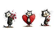Valentines Whimsical Cats Clipart, an Illustration by Dream Creation (Thumbnail 7 of 7)