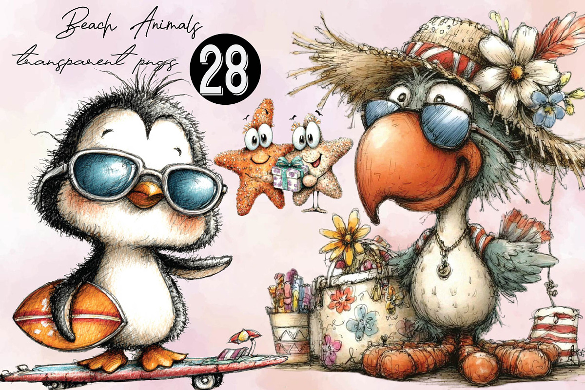 Beach Farm Animals PNG Clipart Set B, an Illustration by SVGArt (Photo 1 of 9)