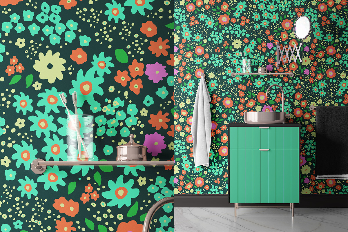 Green Ditsy Flowers, a Pattern Graphic by MalyskaStudio (Photo 9 of 9)